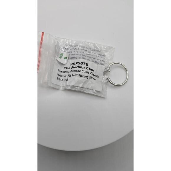 Silver Open Band Ring with Clear Gemstones Size 8 - Picture 5 of 7